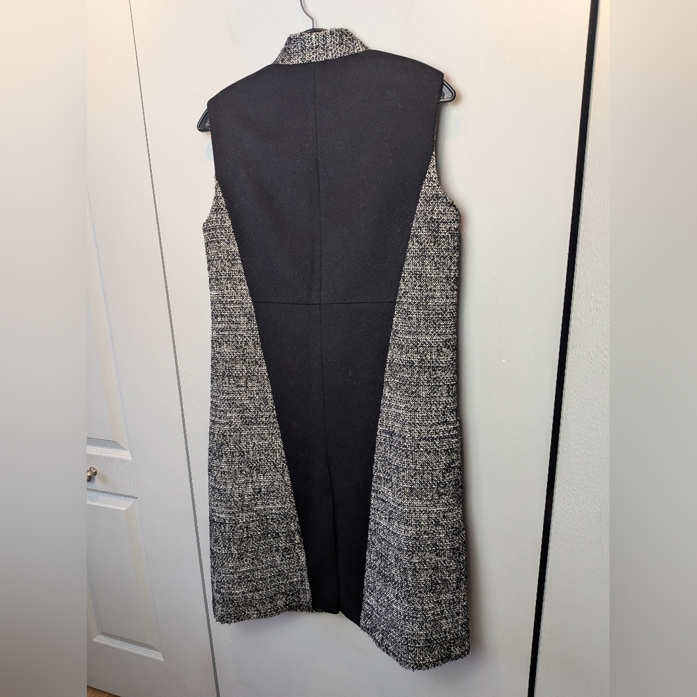 Karen Millen - Black & White Tweed Longline Women Vest Sleeveless Size 8 Wool - Picture 11 of 16